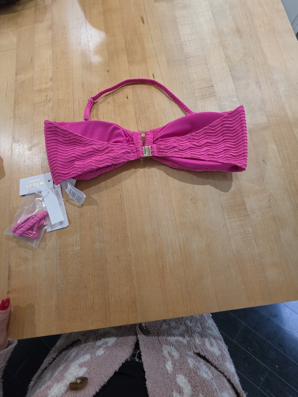 Milly Hot Pink Wavy Bandeau Swim Top Size L - Picture 5 of 6